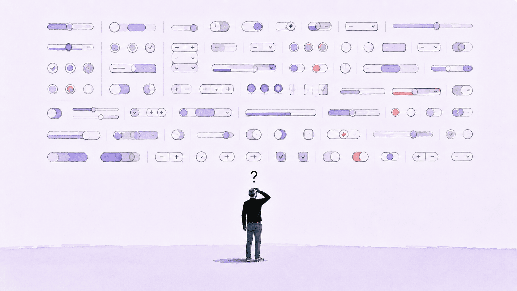 A single question — how transparent should this be — exploded into a wall of sliders, switches and dials, with the user standing underneath not knowing which one to turn first