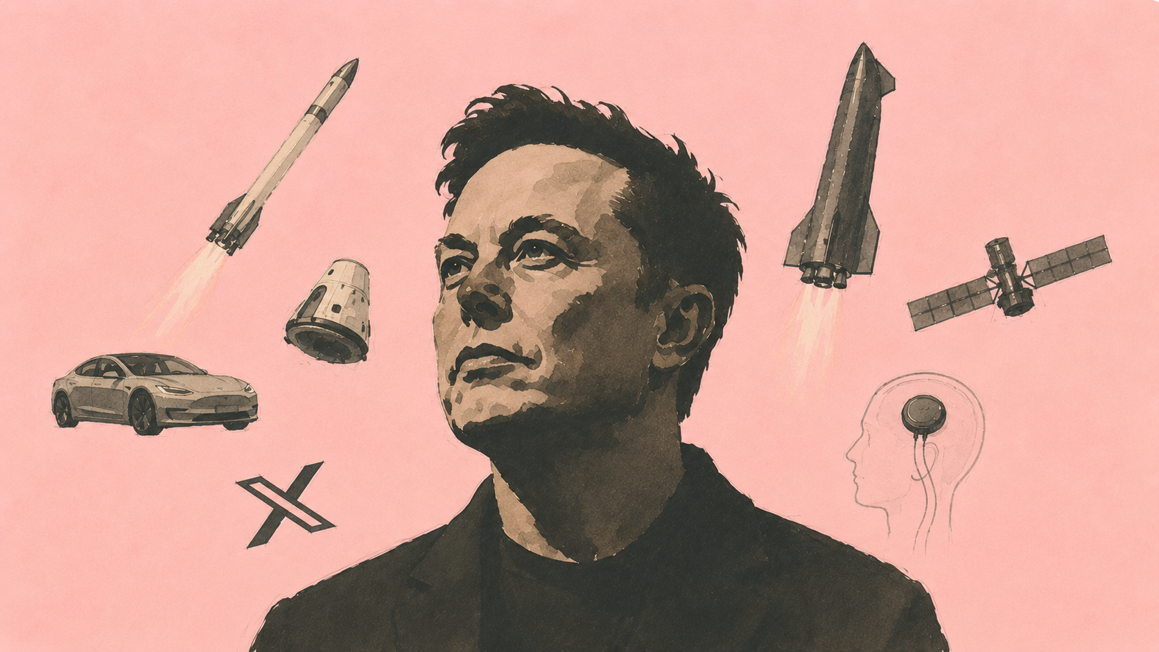 Musk and his hardest companies — cold, hard, metal, almost no ornament
