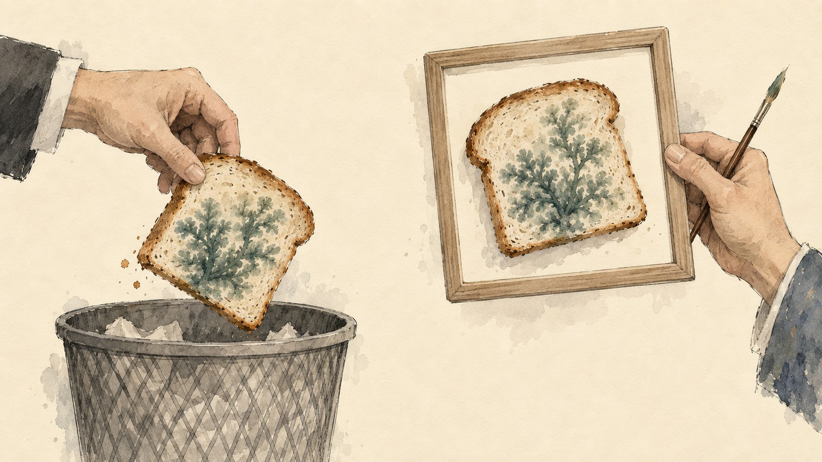 Mold seen as both contamination and visual structure