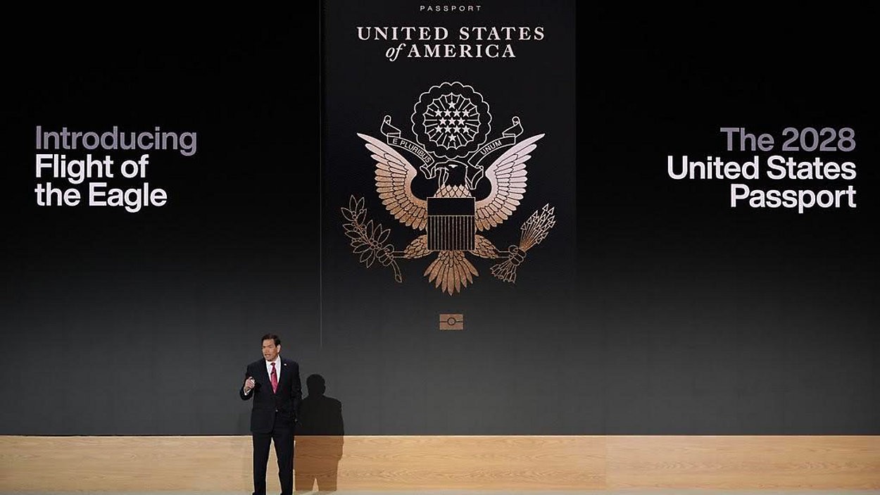 The passport launch. Photograph: AP / Mark Schiefelbein. Source: Spectrum News.